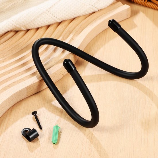 Yogamathouder Muurbeugel - Opbergrek Fitness - Yoga Thuis - Stevig Kunststof - 14.5cm Breed - Zwart — afbeelding 2
