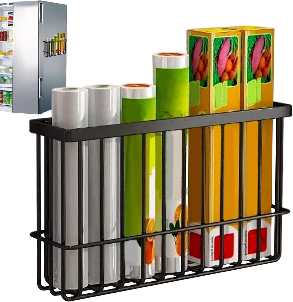 Magnetische plank - Koelkast organizer - Keuken opbergen - Stevige metaallegering - 38x19x10 cm - Zwart