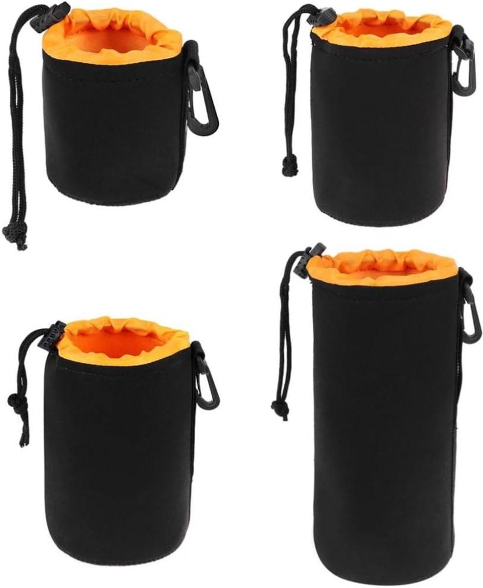 Lens Tassen - Beschermhoezen - Camera Opslag - Waterafstotend Nylon - 4 Stuks - Oranje