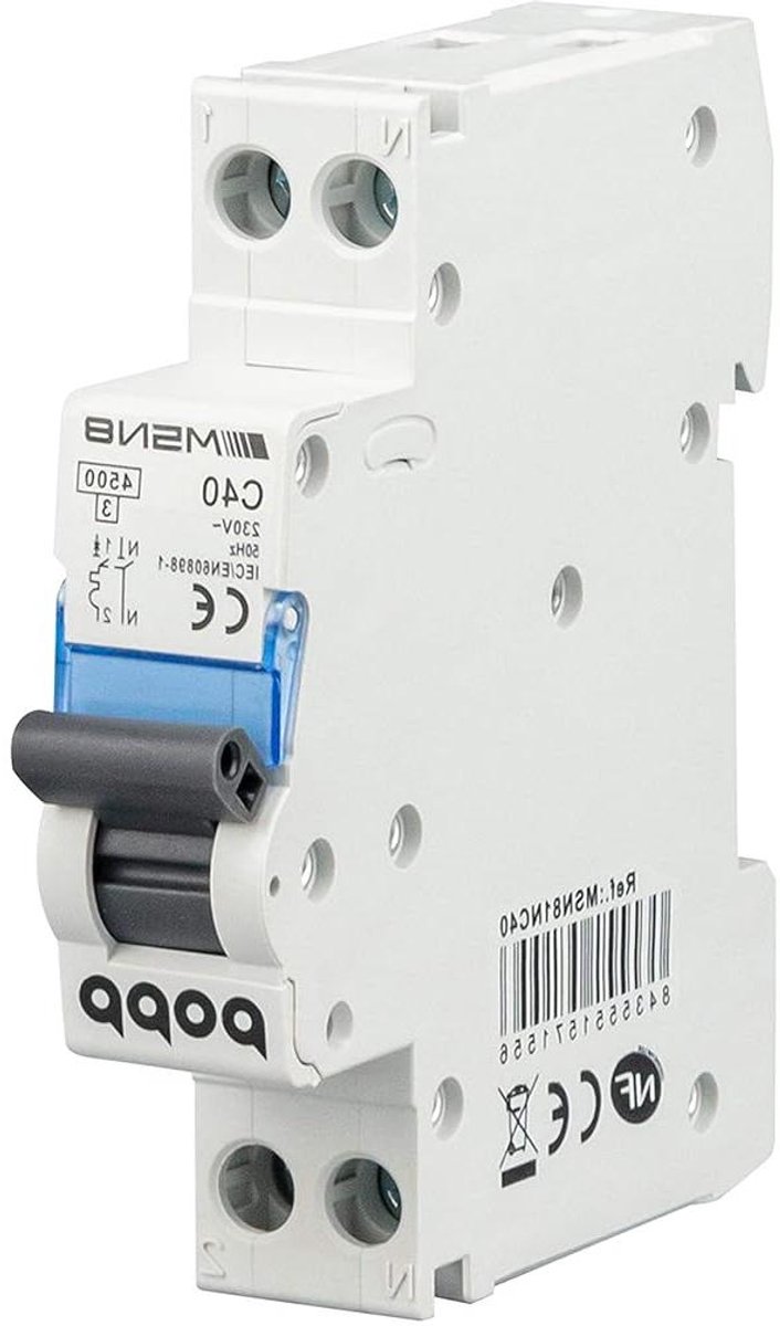 Automatische Schakelaar - Mini Stroomonderbreker - Elektrische Beveiliging - Magnetische Thermische - 40 Ampere - Grijs