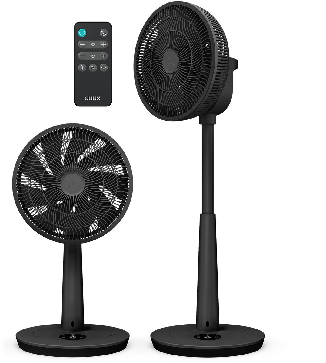 Duux Whisper 3 Statiefventilator - Zuinige Ventilator met 26 snelheden, Timer en Nachtmodus - In hoogte verstelbaar (73-95cm) - Horizontale + verticale oscillatie - Zwart