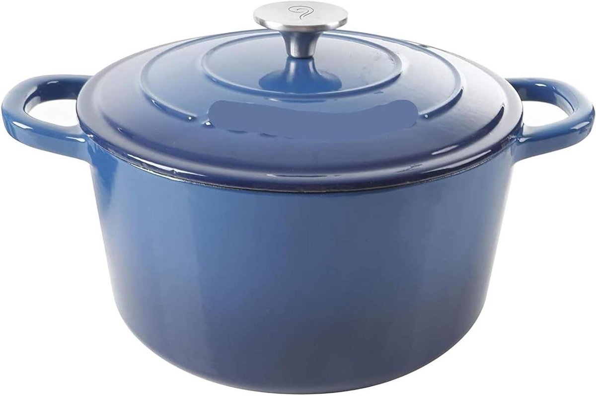 Ovenschotel Gietijzer - Braadpan Stoofpan - Langzaam Garen - Zelfrijgend Deksel - 7 Kwart - Blauw
