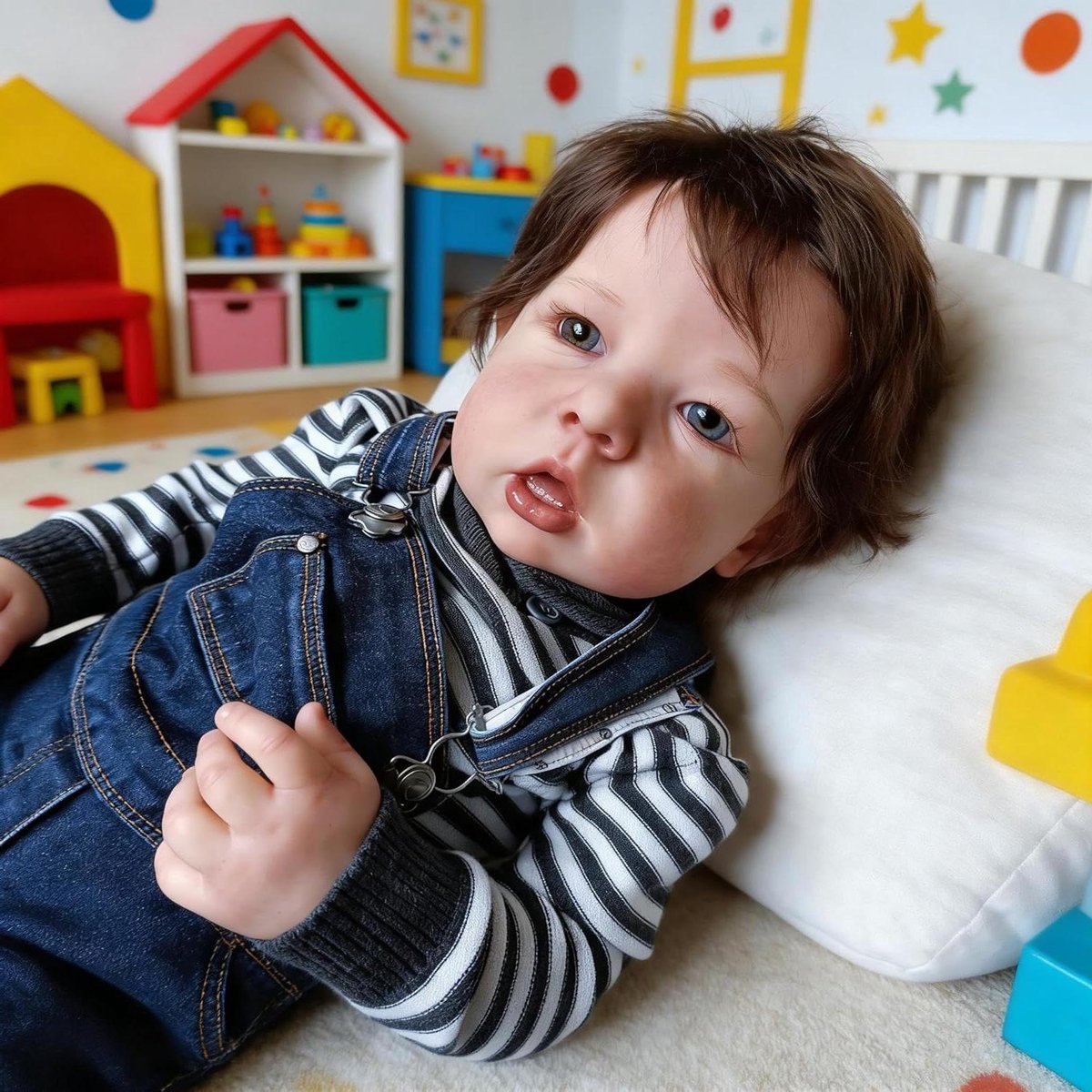 Realistische Babypop - Levensechte Pasgeboren - Spel en Gezelschap - Volledig Vinyl Lichaam - 50 cm - Blauw