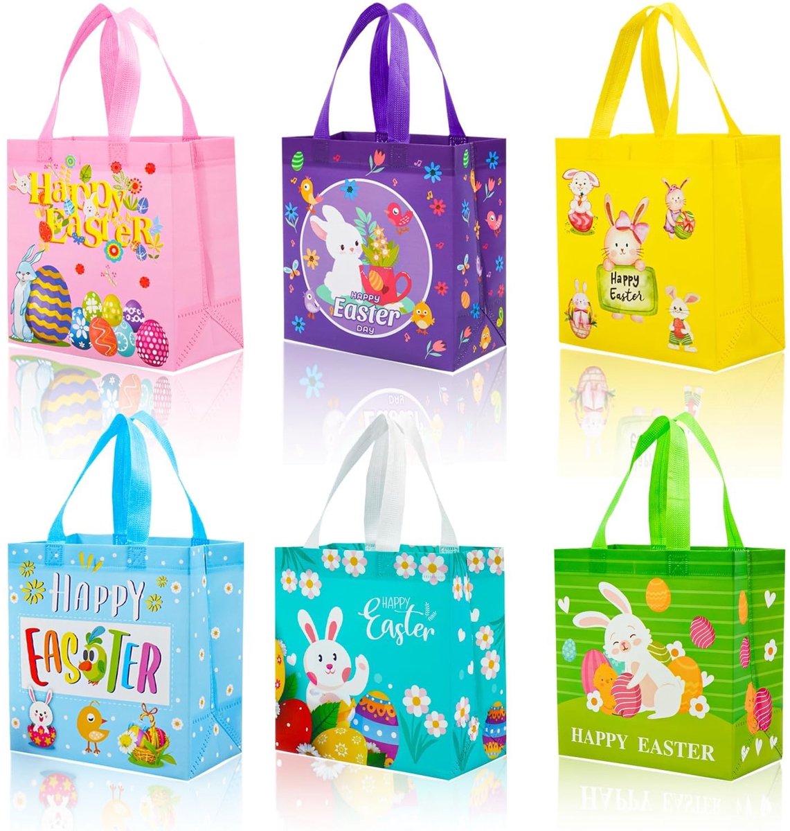 Dailygoods - Dailygoody - Paaszakjes - Herbruikbare cadeauzakjes - Perfect voor feesten - 6 stuks - Vliesstoffen - Voor Paasdecoratie - Feestaccessoires