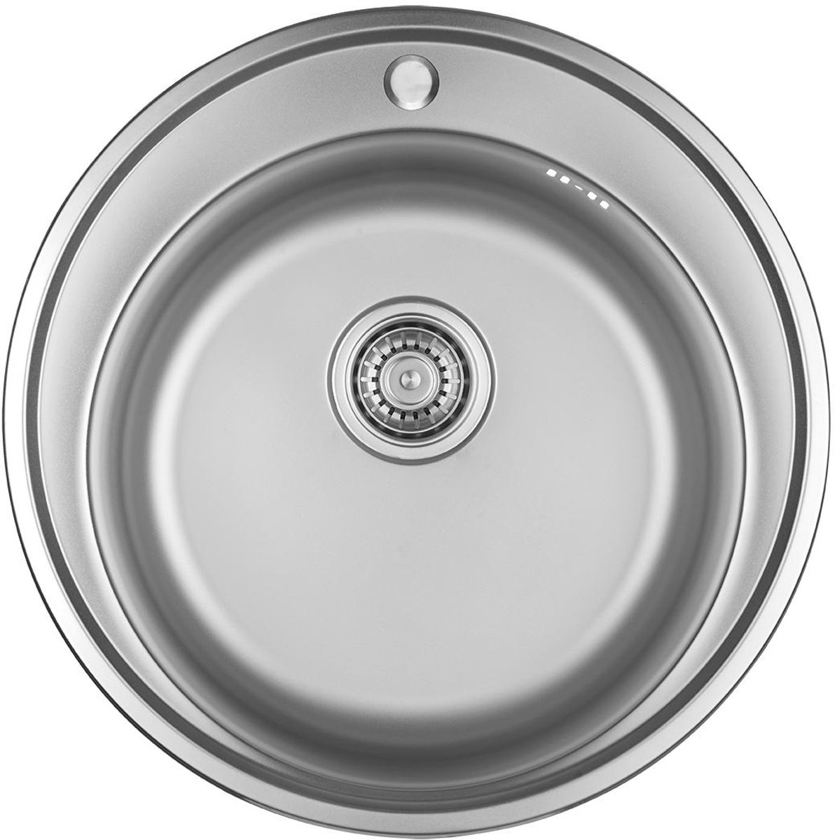 Ausmann Basic rvs opbouw ronde spoelbak met kraangat 51 cm inclusief sifon 1208956976