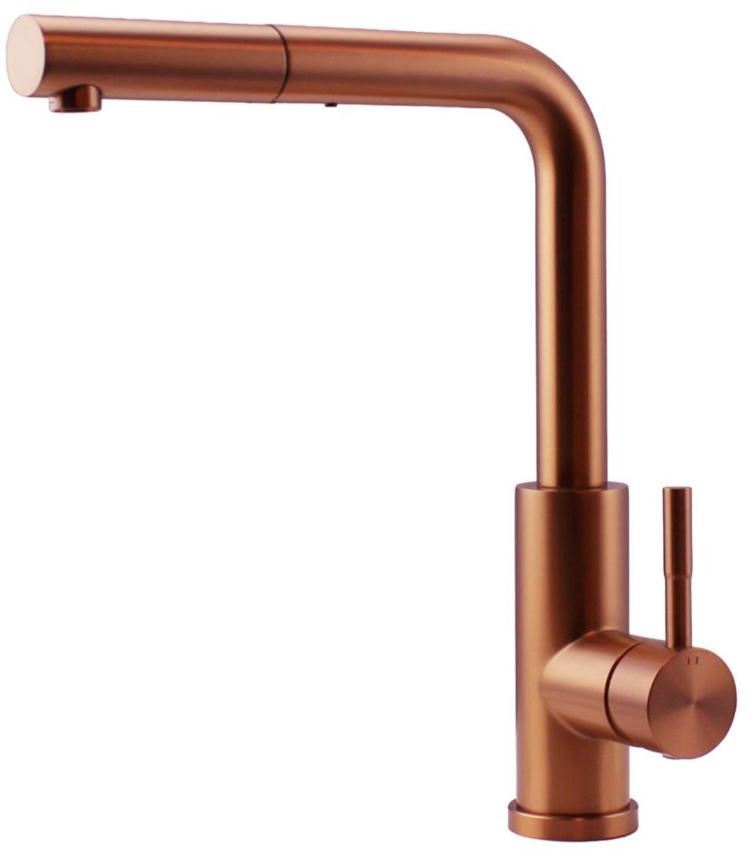 Pure.Sink Elite Steel Spark-S keukenkraan PVD koper met uittrekbare uitloop PS8041-62