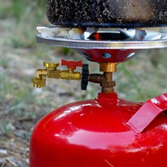 Propaan Navuladapter - Gas Converter - Outdoor Koken - Met Drukmeter - 9 kg tot 1 lb - Messing — afbeelding 3