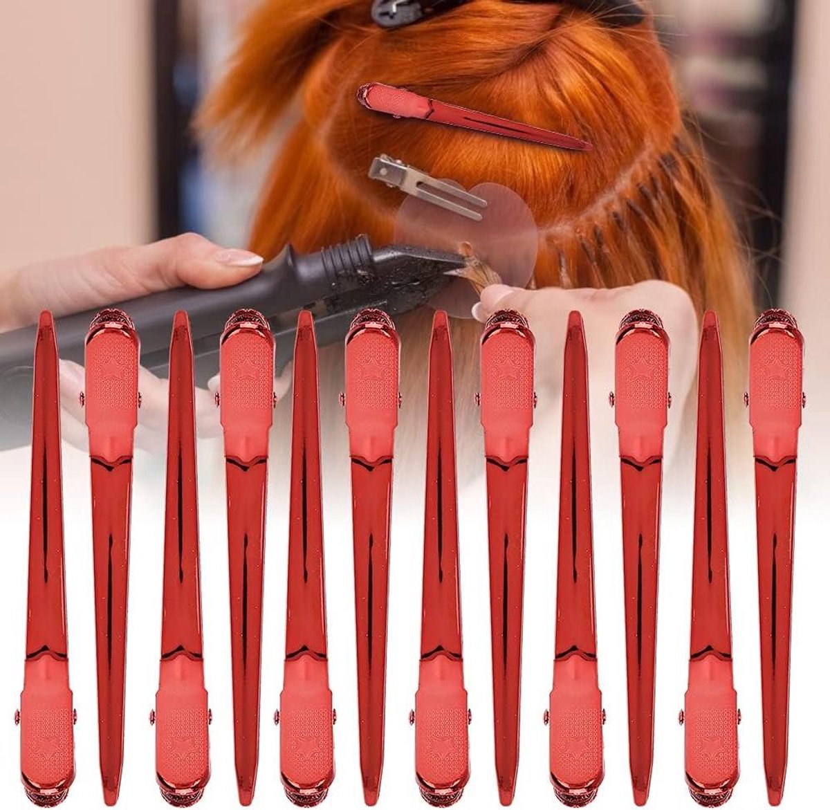 Haarklemmen Set - Haarclips Styling - Haar Stylen - Anti-slip Ontwerp - 12 Stuks - Rood