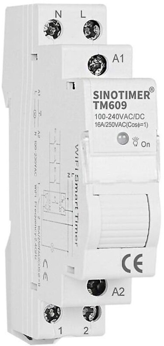 100-240V AC/DC WiFi slimme timer schakelaar, 16A, op afstand bedienbaar via app.