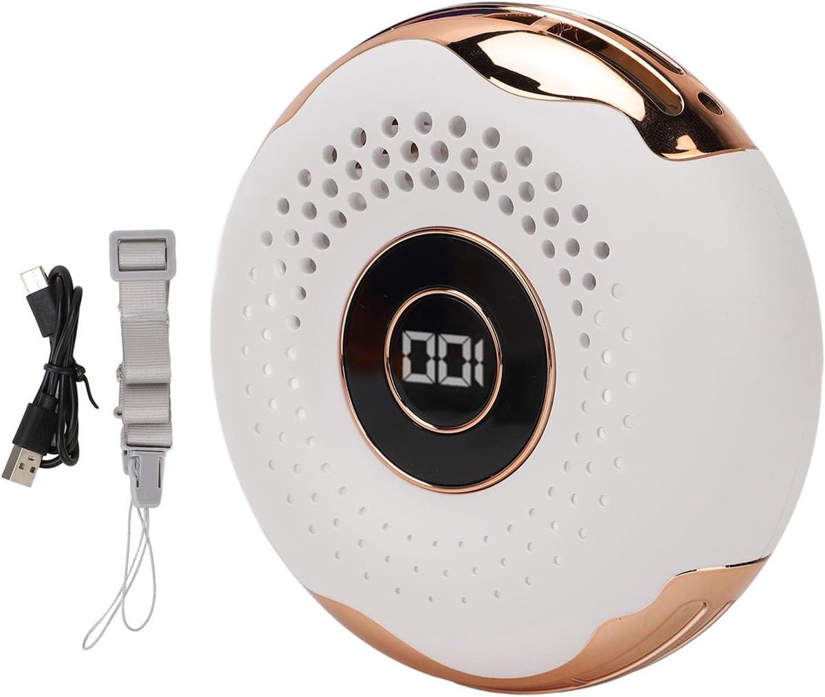 Nekventilator USB - Draagbare Mini Fan - Persoonlijke Koeling - Digitaal Display - 12 cm - Wit