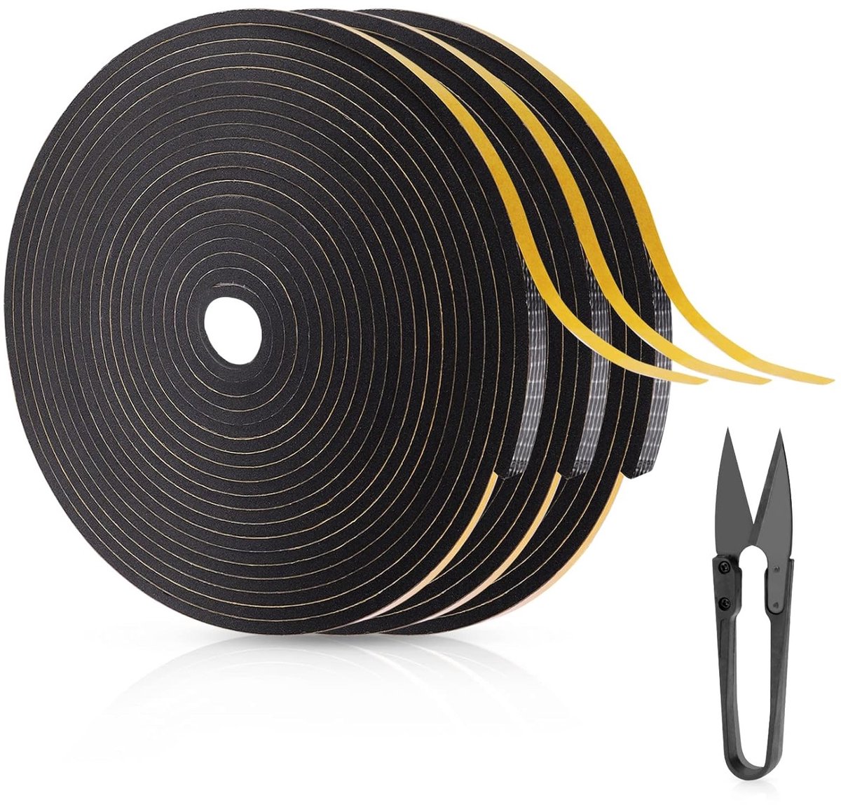 Zelfklevende Sealing Tape - 15 m x 6 mm x 3 mm, Ideaal voor Geluidsisolatie van Deuren en Ramen, Waterdicht en Duurzaam, 3 Rollen x 5