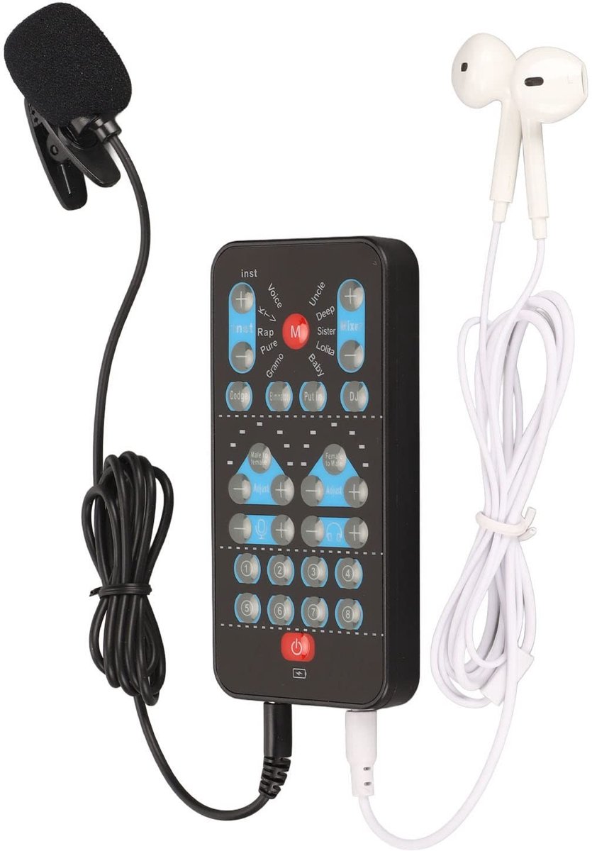 Cosensi - Dailygoods - Dailygoody - Draagbare Voice Changer - Geluidskaart voor Live Gebruik - Zwart - Handheld Geluid Disguiser - Geschikt voor PC en Laptops - Compact en D...