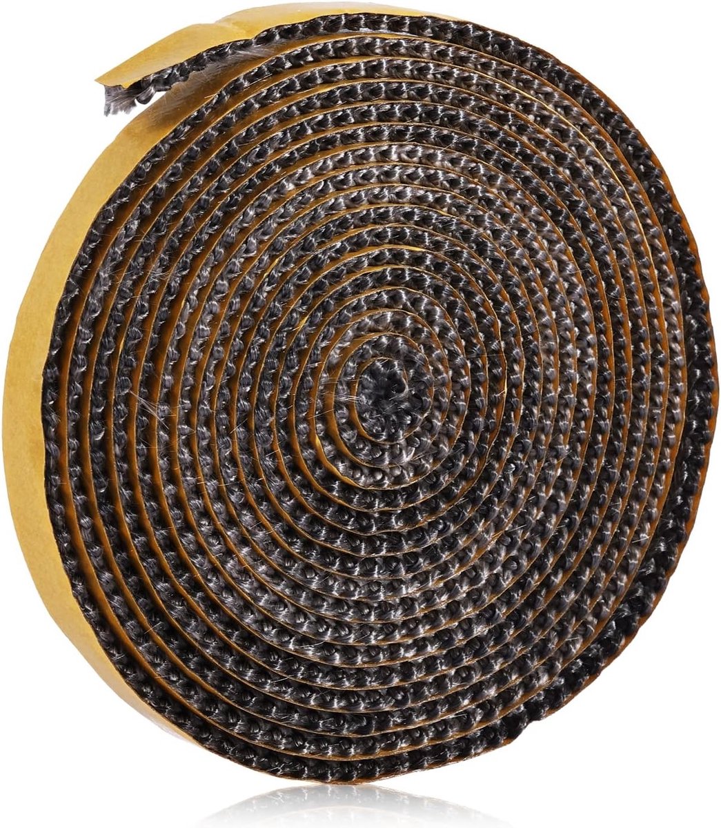 Zelfklevende Vezelglas Touwafdichting 3mm x 1cm x 3m voor Houtkachels, Hittebestendig tot 550°C, Ideaal voor Open Haarden en Kachelafdichtingen