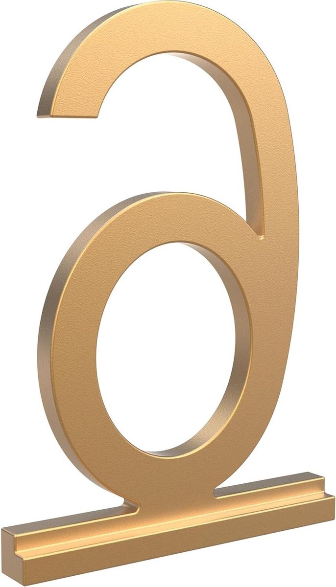 Huisnummer 6 - Adresbord Modern - Huis Identificatie - Roestbestendig Aluminium - 4.3 inch Hoog - Zijdeglans Goud