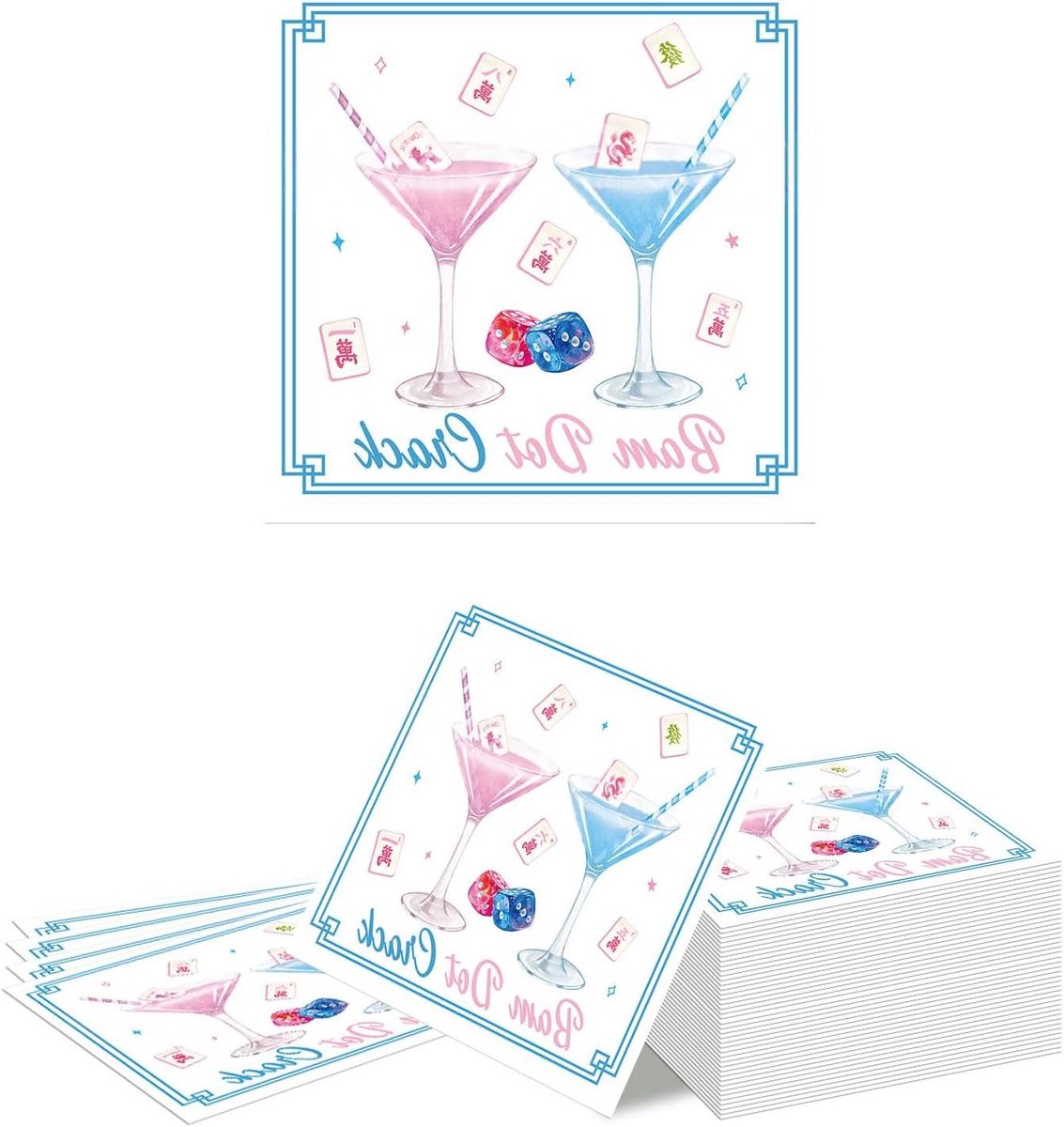 Cocktail Servetten - Feest Servetten - Tafel Decoratie - Mahjong Stijl - 40 Stuks - Multicolor