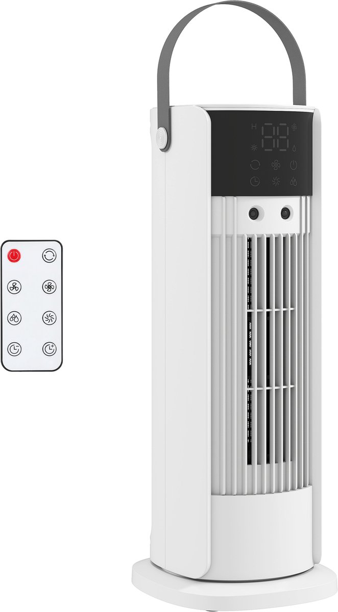 HOMCOM Bureauventilator - ABS, PP - 16,8 x 16 x 41 cm - Wit