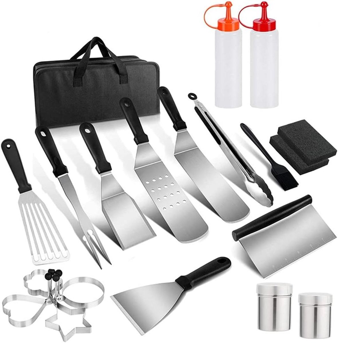 BBQ Gereedschapset - Grill Accessoires - Buiten Koken - Roestvrij Staal - Koffer Set - Zilver