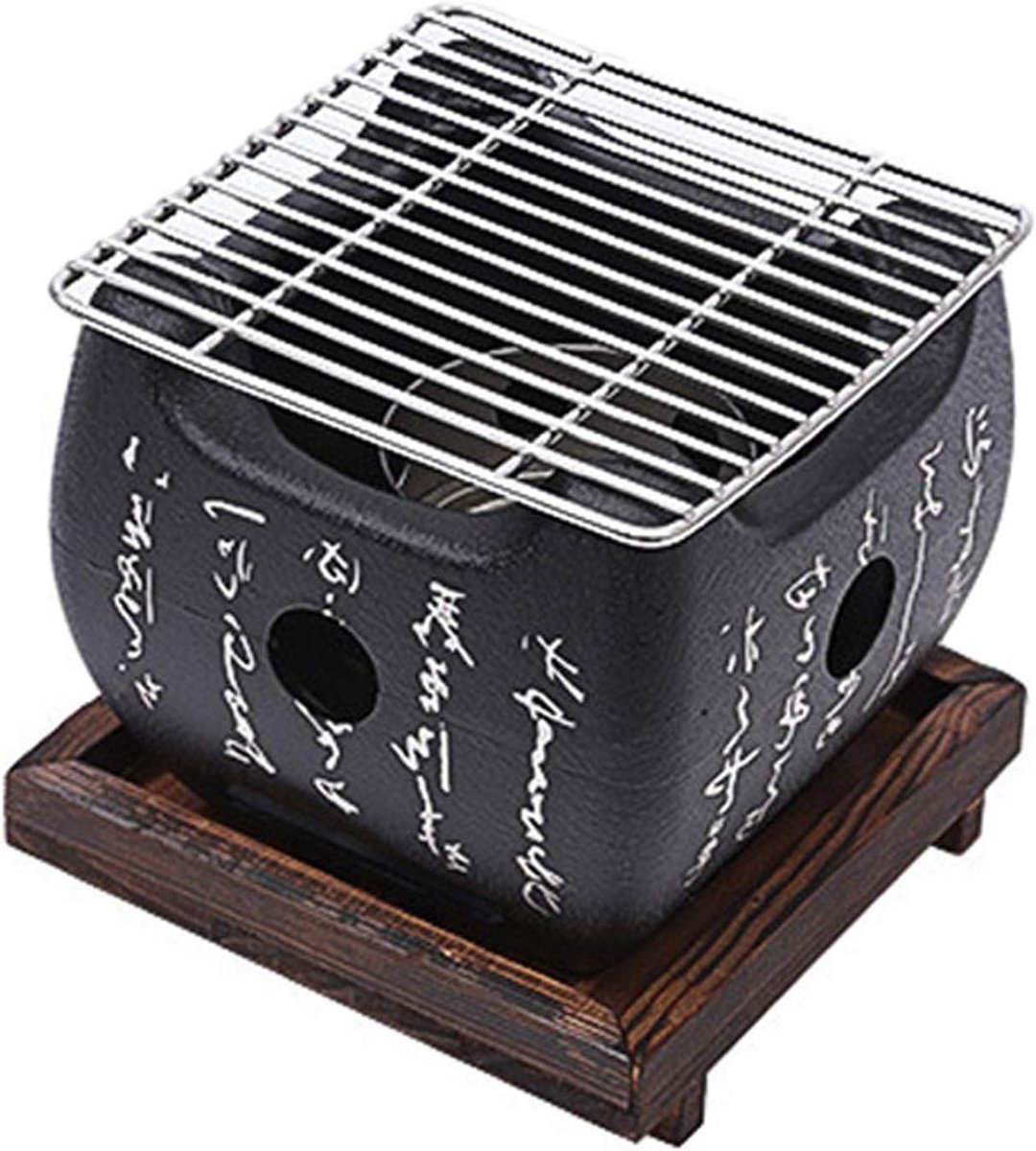 Houtskool Grill - Tafel BBQ - Buiten Koken - Compact Ontwerp - 12x12 cm - Zwart