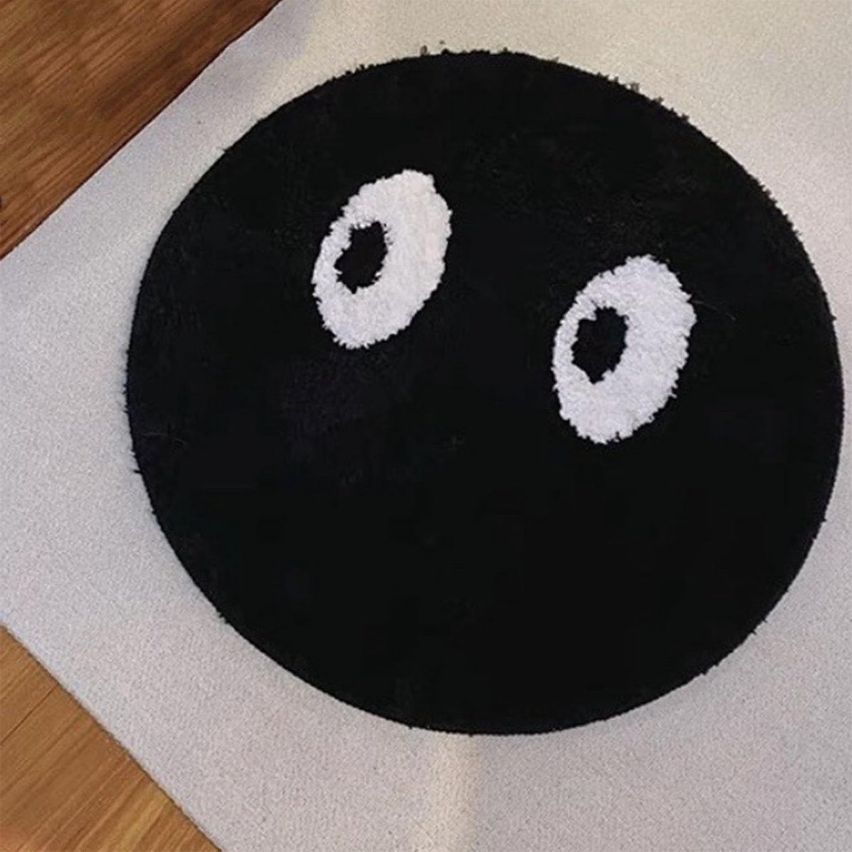 Moderne Minimalistische Tapijt 8 Ball voor Slaapkamer en Woonkamer - Antislip, Vuilafstotend en Wasbaar Polyester (60 x 60 cm, Zwart)