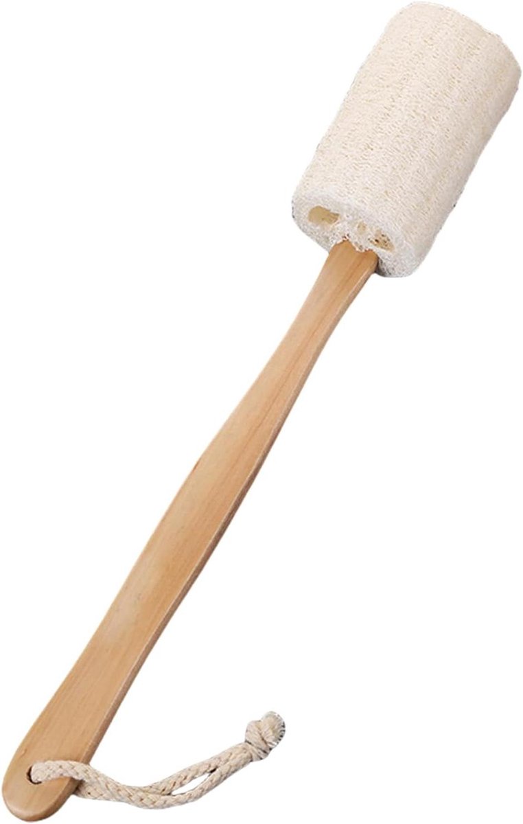 Luffa Borstel - Doucheborstel - Huid Peelen - Lange Houten Handgreep - 37 cm - Natuurlijk
