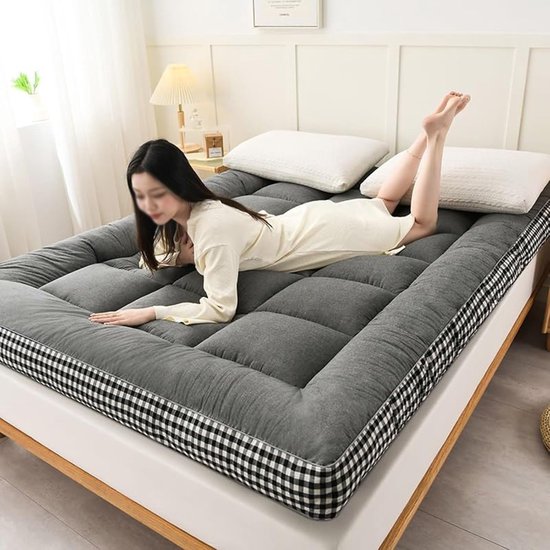 Japanse Futon Matras - Vloermatras Tatami - Comfortabel Slapen - Huidvriendelijke Stof - 90x200cm - Wit — afbeelding 4