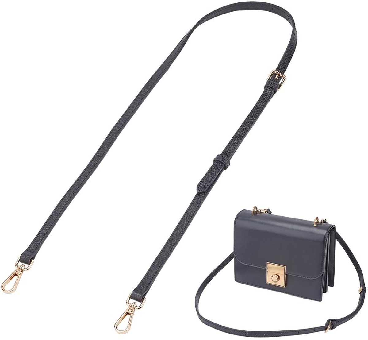 Innovra - Cosensi - Dailygoods - Dailygoody - Handtasriem - Verstelbaar - Lange vervangende handgrepen - Zwart - Draaibare sluitingen - Geschikt voor handtas en schoudertas - Kleur zwart