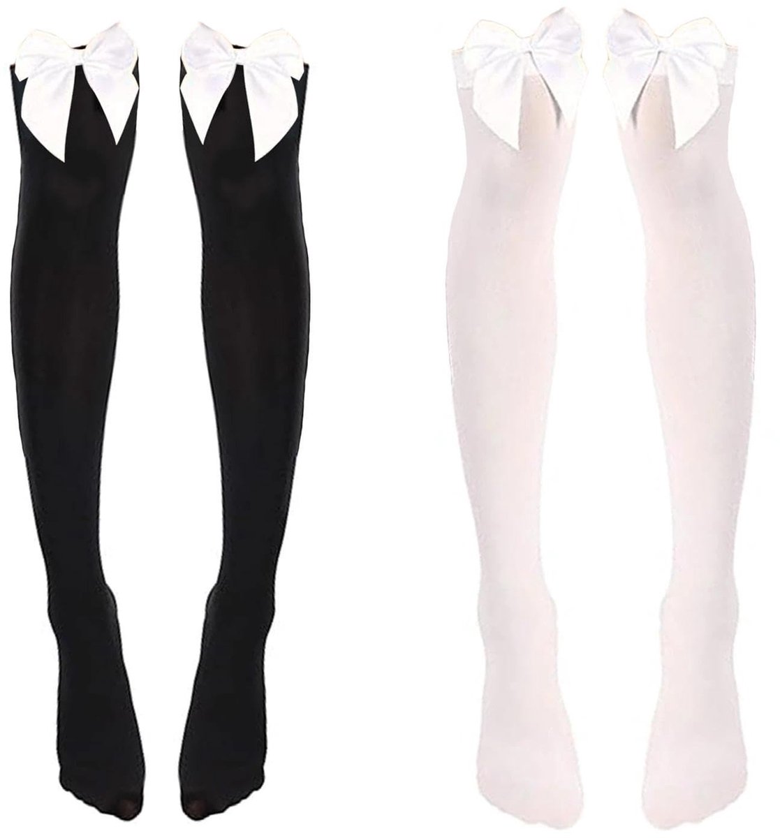 Cosensi - Dailygoods - 2 Paar Dijhoge Kousen met Strikjes voor Feestelijke Gelegenheden