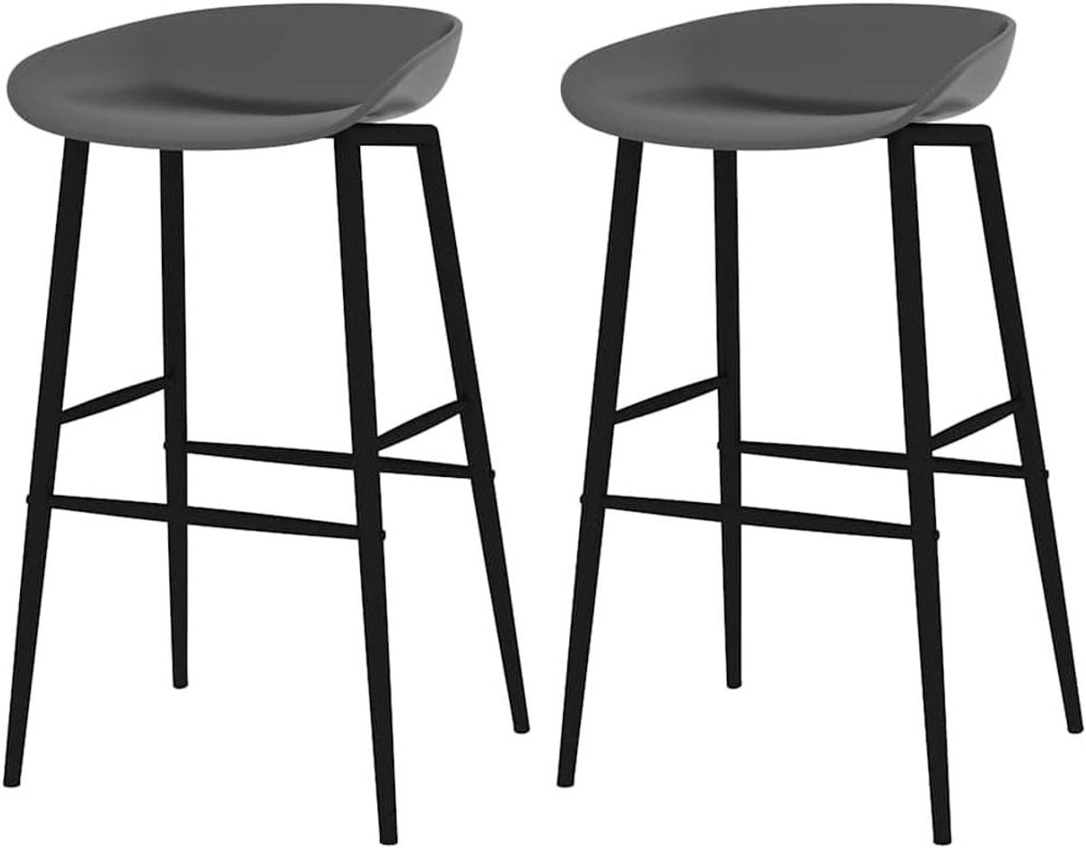 Barkruk set - Toonbank stoel - Gezellig borrelen - Ergonomisch gevormd - 48x46x85 cm - Grijs