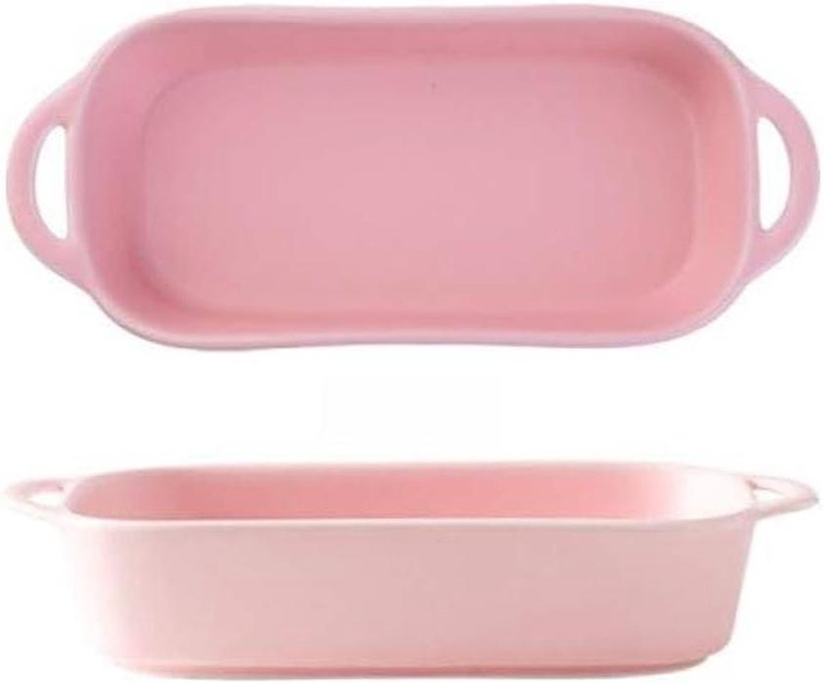 Keramische Plaat - Servieskom Bakplaat - Kaas Bakken - Antislip Ontwerp - Vierkant - Roze