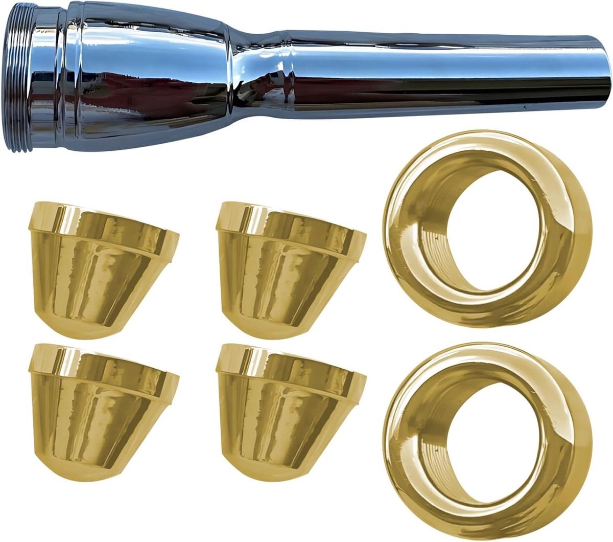 Trompet Mondstuk Set - Muziek Accessoires - Muziek Maken - Messing Constructie - 7 Delig - Zwart