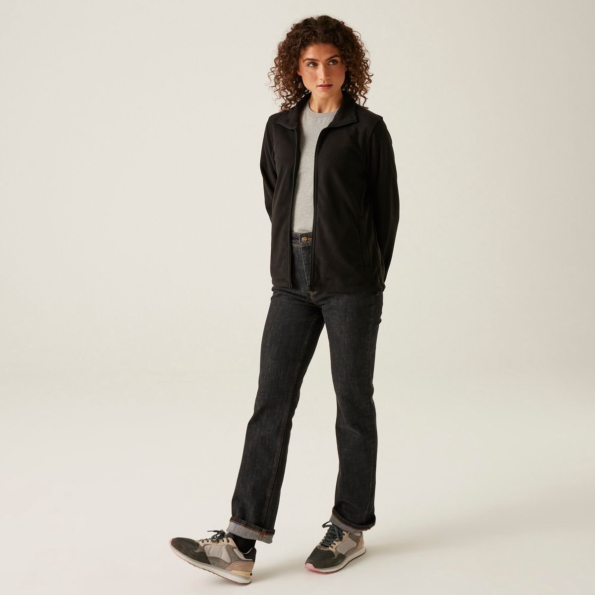 Fleece Hiking Dames Zacht Materiaal Rits Zwart