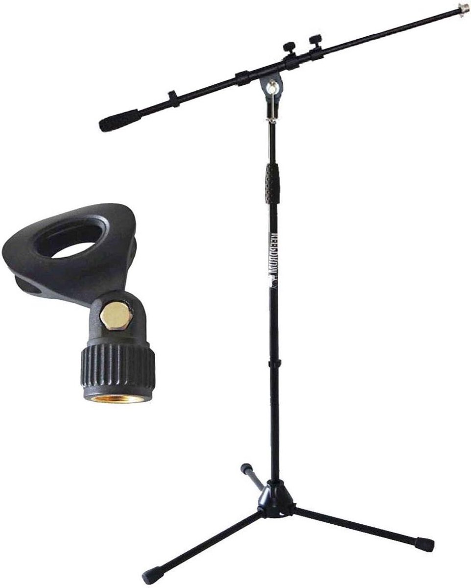 Microfoonstandaard Statief - Met Galg - Muziek Maken - Met Metalen Sokkel - 100-176 cm Hoog - Zwart