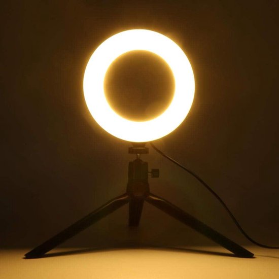 16cm selfie ringlicht met statiefstandaard Mini LED Camera selfie licht met 3 lichtmodi en 11 helderheidsniveau telefoon ringlicht