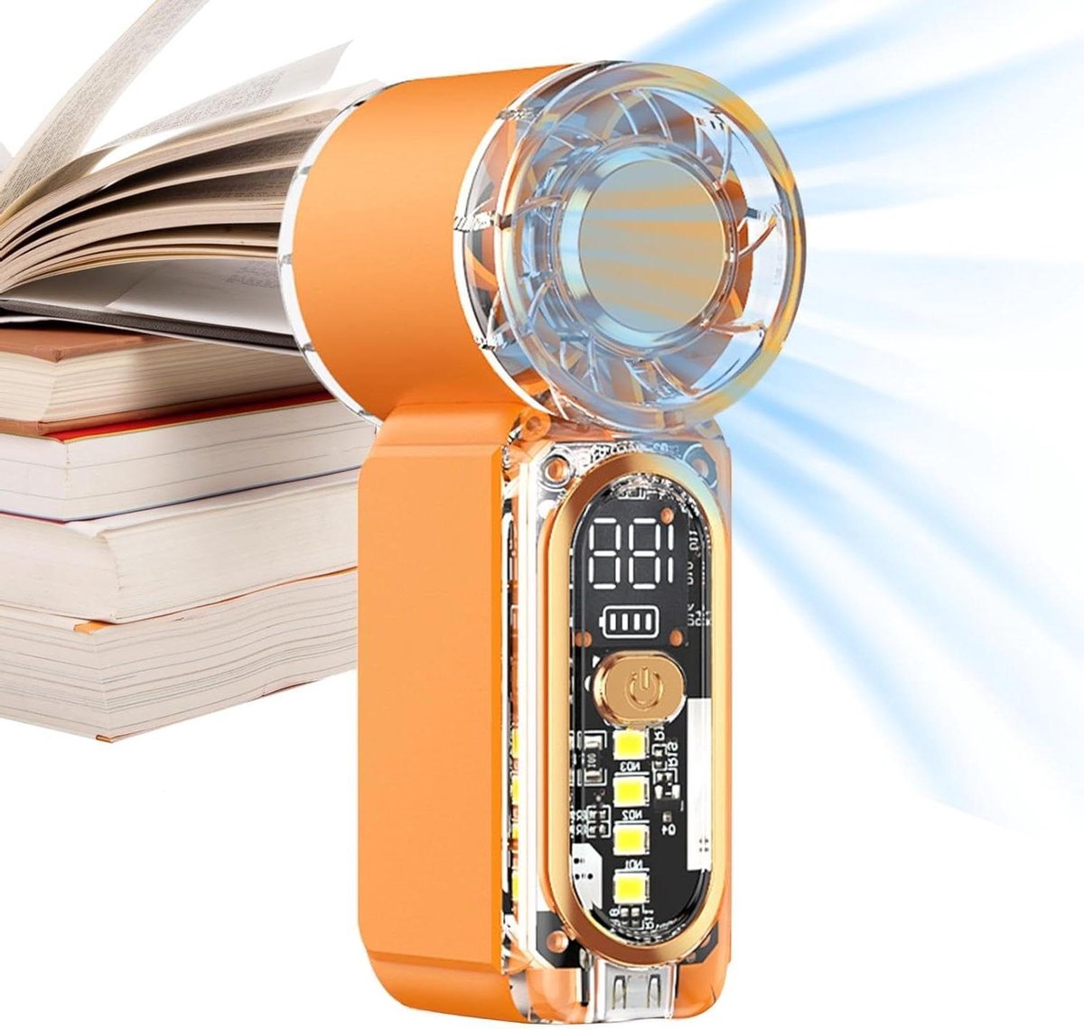 Mini Ventilator - Handventilator Draagbaar - Persoonlijke Verkoeling - Stille Oplaadbare Motor - 9x3x2 cm - Oranje