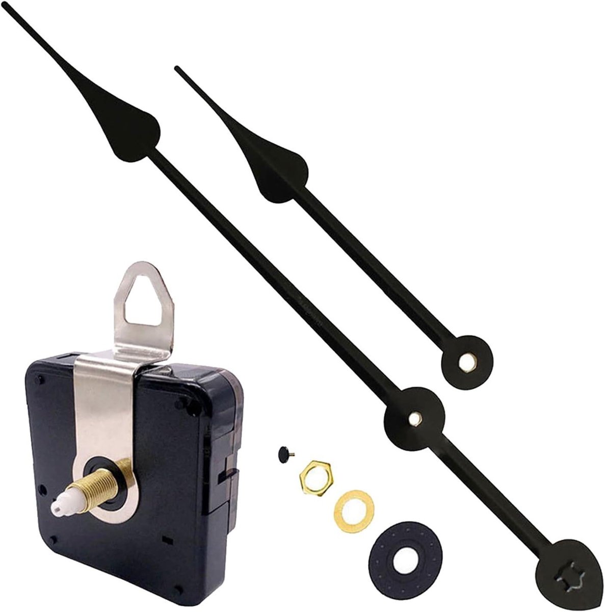 Klok Mechanisme - Klok Onderdelen - Wandklok Reparatie - Stille Nauwkeurige Tijd - 230mm Wijzer - Zwart