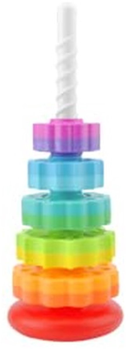 Dailygoods - Dailygoody - Regenboog draaitoren - Stapelspeelgoed - Veilig en duurzaam - Sensorisch spel - Voor kinderen van 4 tot 7 jaar - Mini spinnen