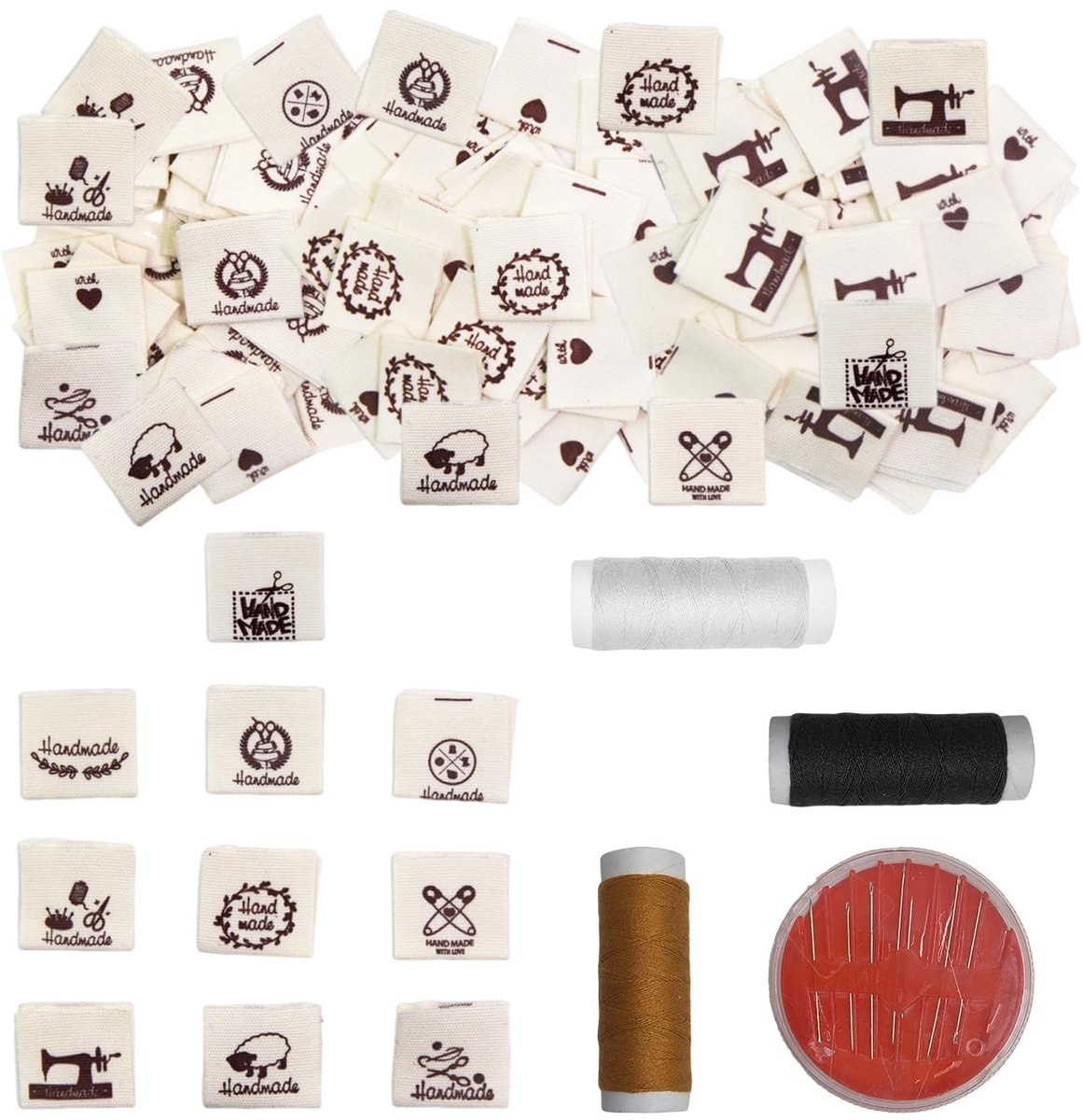 Dailygoods - Dailygoody - Naai-etiketten - Handgemaakte stoffen etiketten - Duurzaam en zacht - 200 stuks - Naaigereedschap voor DIY - Perfect voor creatievelingen