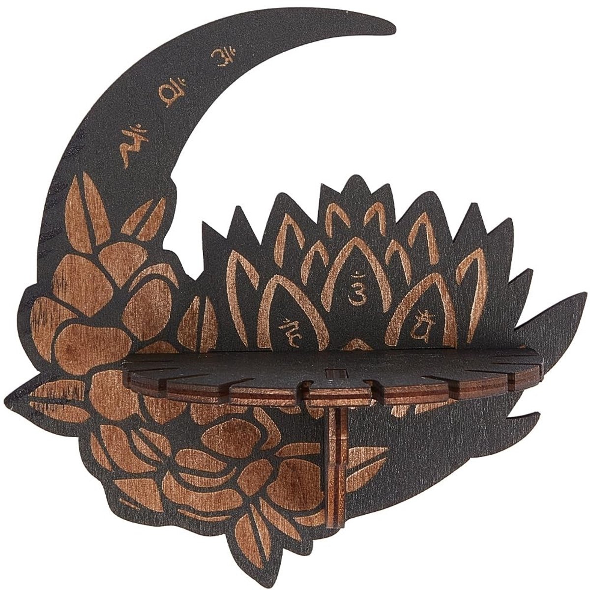 Dailygoods - Dailygoody - Kristallen rekdisplay - Wanddecoratie - Houten lotusmaanvorm - Sieradenhouder - Spiritueel cadeau voor vrouwen en mannen