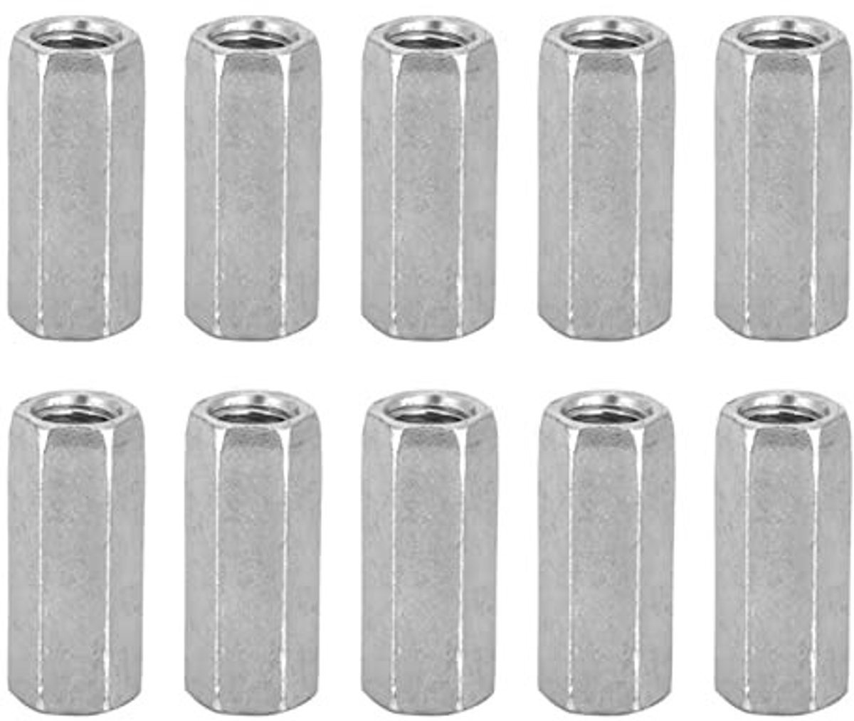 Dailygoods - Dailygoody - Zeskant Staafmoer M8 - Koolstofstaal Gegalvaniseerd - 10 Stuks - Schroefmoeren Afstandhouder - Perfect voor Bevestigen van Onderdelen - M...