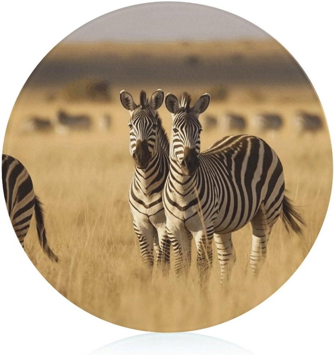 Snijblok Gehard Glas - Hakblok Rond - Keukenwerk - Zebra Print - 20 cm - Zebra
