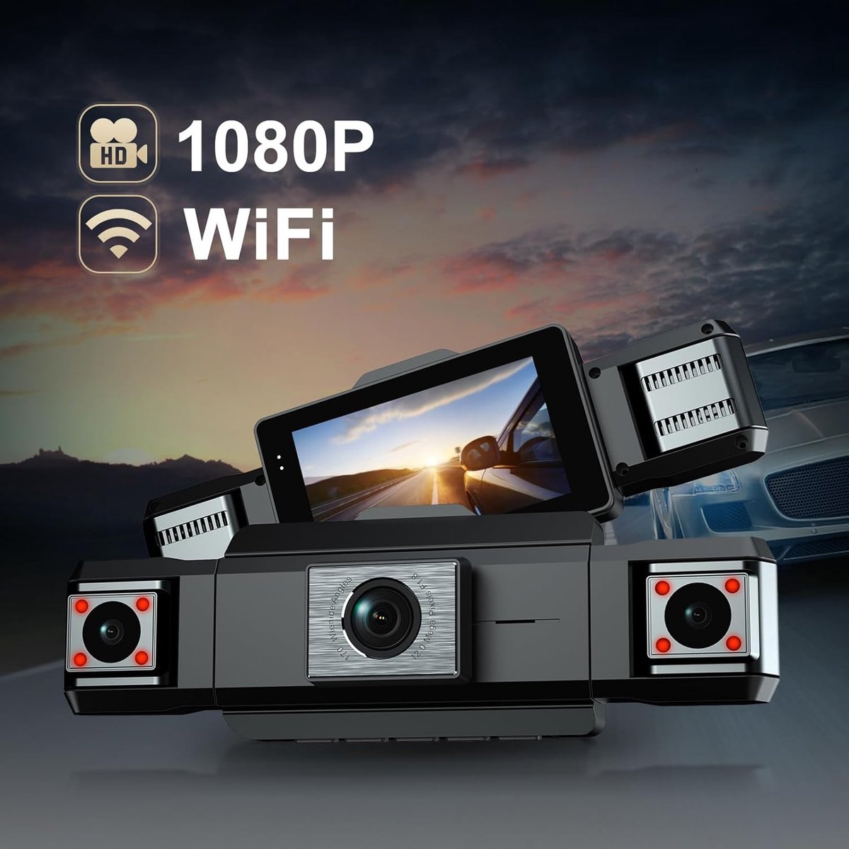 Auto Dashcam - 4 Kanaals Camera - Veilig Rijden - 360 Graden Zicht - 3 Inch Scherm - Zwart – foto 3