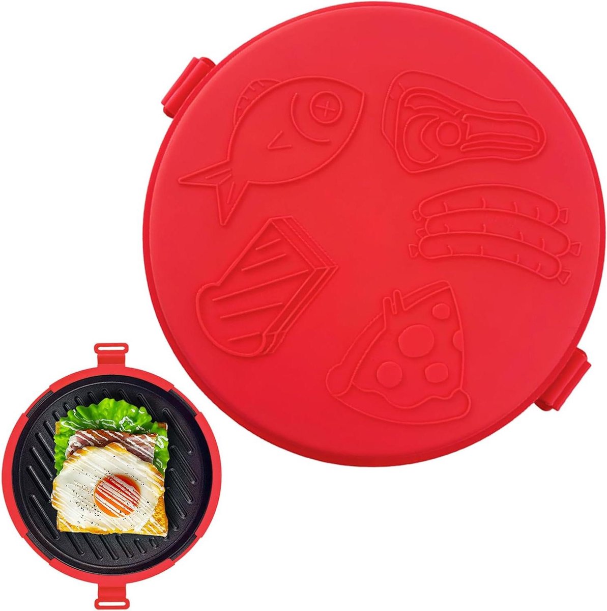 Magnetron Sandwich Maker - Snelle Pizza Plaat - Ontbijt Bakken - Snel Verwarmen - 25 cm Breed - Rood