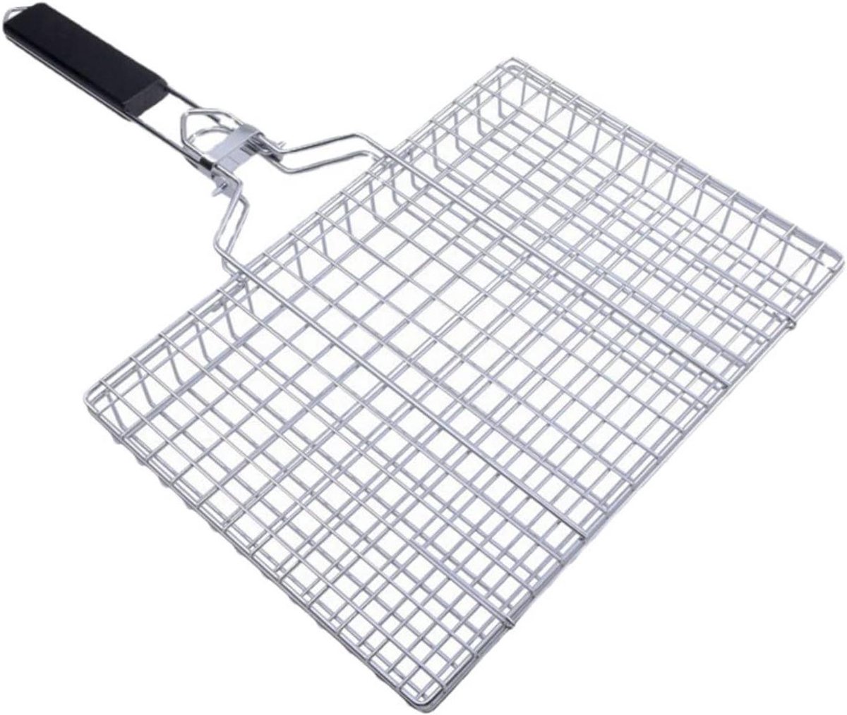 Grillmand Vis - BBQ Net - Buiten Koken - Roestvrij Staal - 30x20x10 mm - Zilverkleurig