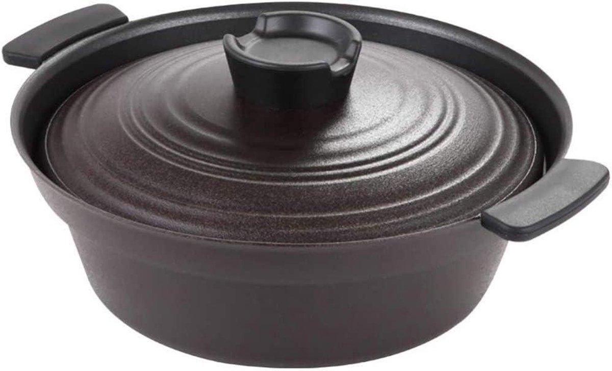Ronde Braadpan - Gietijzeren Pan - Langzaam Garen - T-type Overloopontwerp - 24cm - Zwart