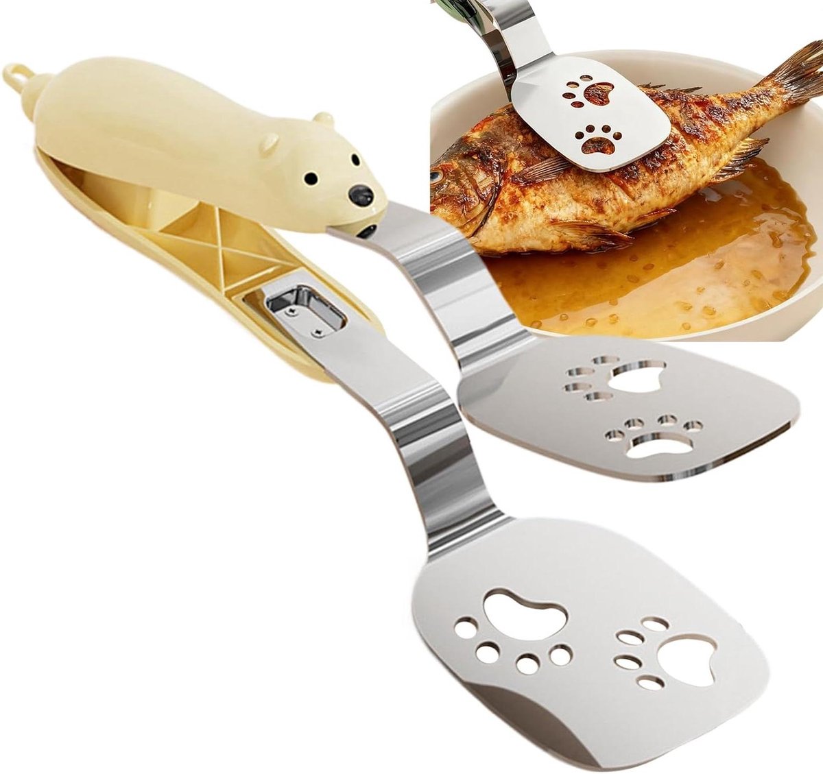 Kooktang RVS - Keukentang Grilltang - Voedsel Omdraaien - Ergonomisch Handvat - 24 cm - Geel
