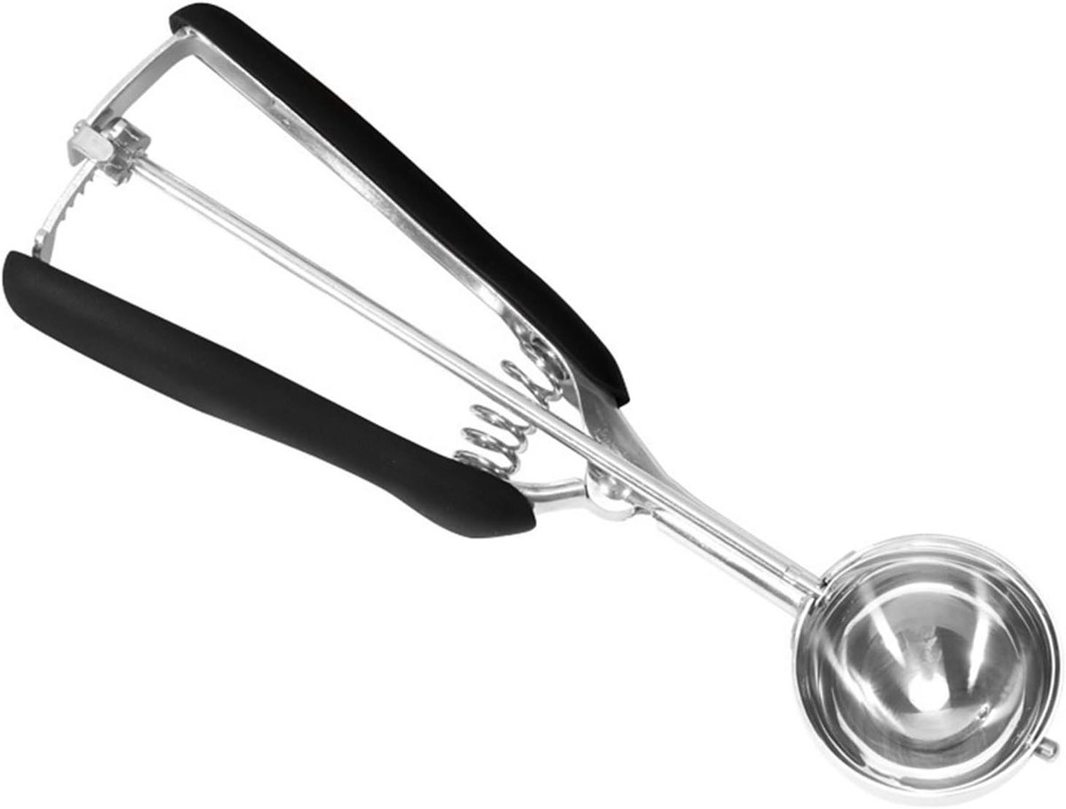 IJsschep - Koekjeslepel - IJs en Meer Scheppen - Met Veer Handvat - 3 cm - Zwart