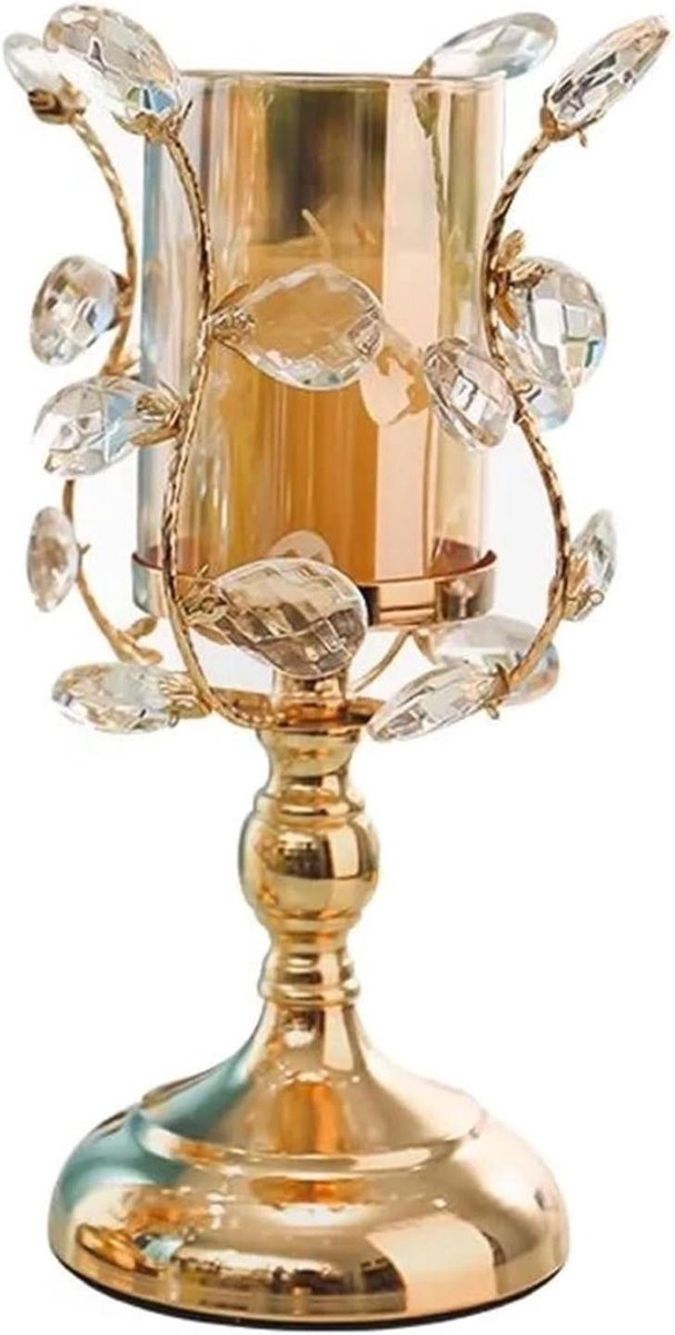 Kandelaar Kristalglas Metaal - Kaarsenhouder Decoratief - Woondecoratie Creëren - Meerdere Kaarsen Mogelijk - 10x10x10 mm - Goud