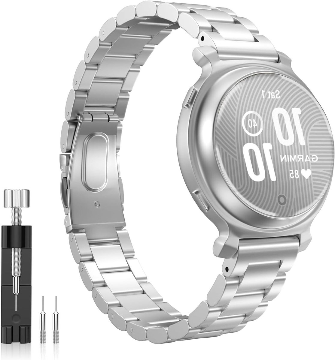 Stalen Sportarmband voor Garmin Lily 2/Lily 2 Active, Snelle Vervangband met Verstelgereedschap voor Mannen en Vrouwen, Duurzaam en Stijlvol Design