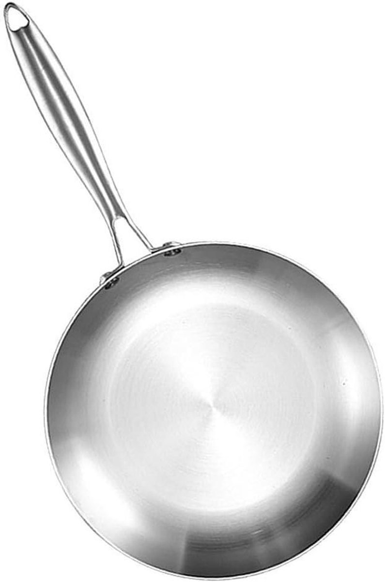 Roestvrijstalen Koekenpan Wok pan Lekker Koken 3-laags Bodem 28 cm Zilver