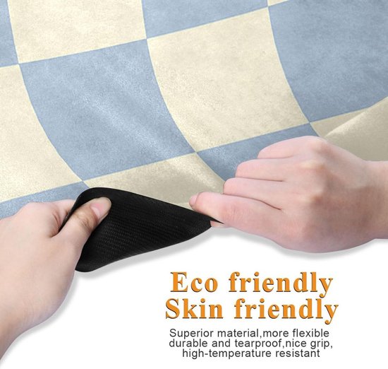 Dambord Yogamat - Sportmat Fitnessmat - Hot Yoga - Antislip Grip - 180x66 cm - Blauw Geel — afbeelding 5